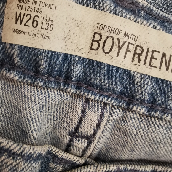 Rare top shop destroyed boyfriend jeans  blue - Picture 10 of 10